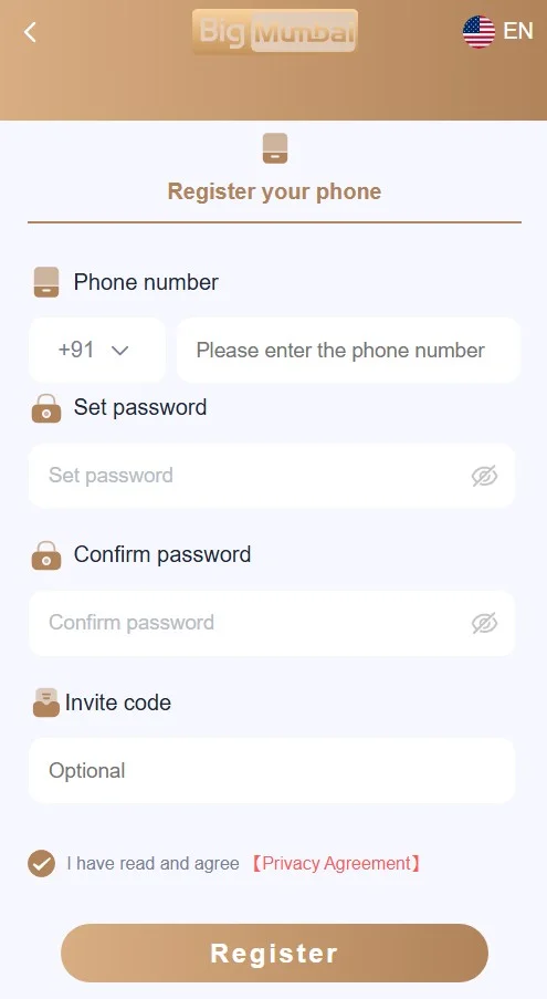 Big mumbai register page